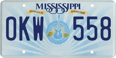 MS license plate OKW558