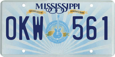 MS license plate OKW561