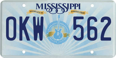 MS license plate OKW562