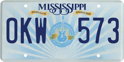 MS license plate OKW573