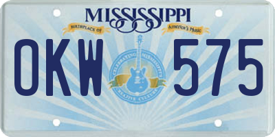 MS license plate OKW575
