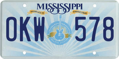 MS license plate OKW578