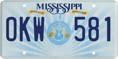 MS license plate OKW581