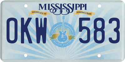 MS license plate OKW583