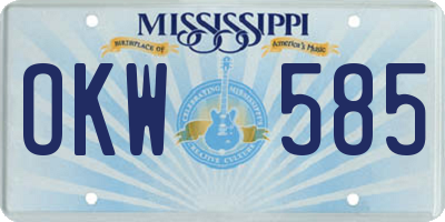 MS license plate OKW585