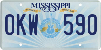 MS license plate OKW590