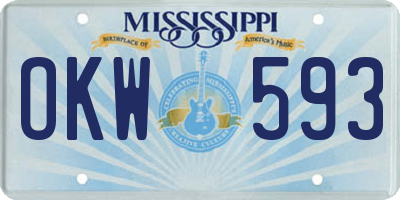 MS license plate OKW593