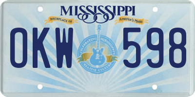 MS license plate OKW598