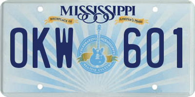 MS license plate OKW601