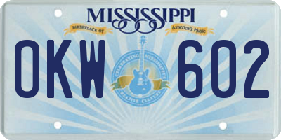 MS license plate OKW602