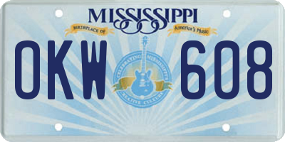 MS license plate OKW608