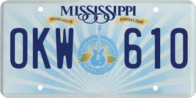 MS license plate OKW610