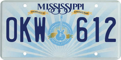 MS license plate OKW612