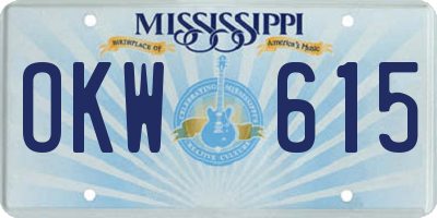 MS license plate OKW615
