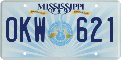 MS license plate OKW621