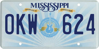 MS license plate OKW624