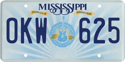 MS license plate OKW625