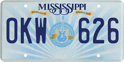 MS license plate OKW626