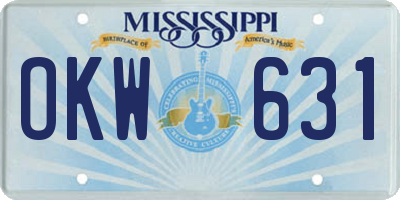 MS license plate OKW631