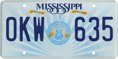 MS license plate OKW635