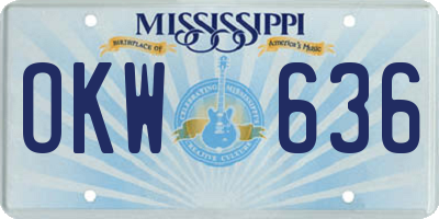 MS license plate OKW636