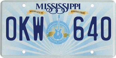MS license plate OKW640