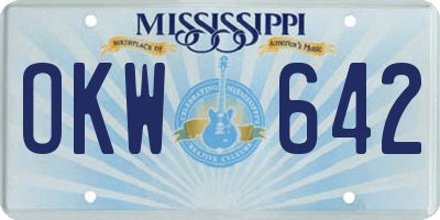 MS license plate OKW642