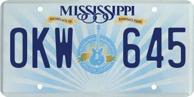 MS license plate OKW645