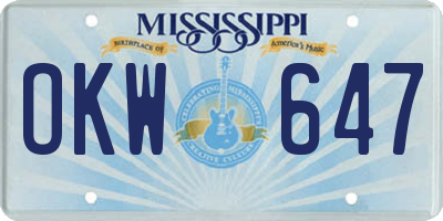 MS license plate OKW647