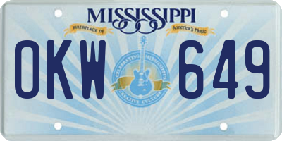 MS license plate OKW649