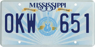 MS license plate OKW651