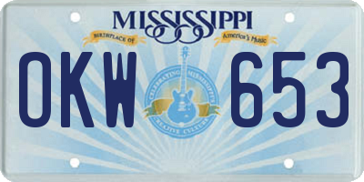 MS license plate OKW653