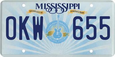 MS license plate OKW655