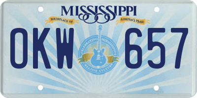 MS license plate OKW657