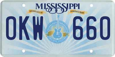MS license plate OKW660