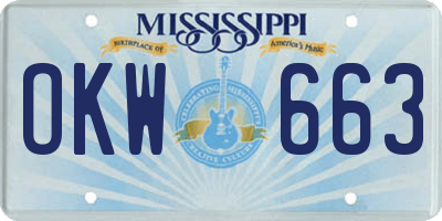 MS license plate OKW663