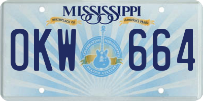 MS license plate OKW664