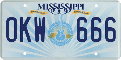 MS license plate OKW666