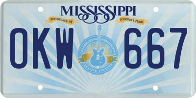 MS license plate OKW667