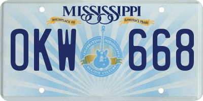 MS license plate OKW668