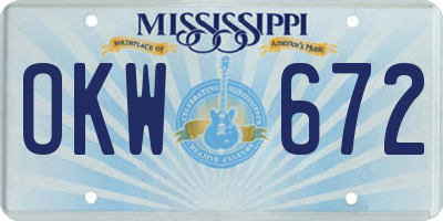 MS license plate OKW672