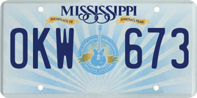 MS license plate OKW673