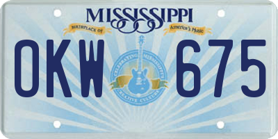 MS license plate OKW675