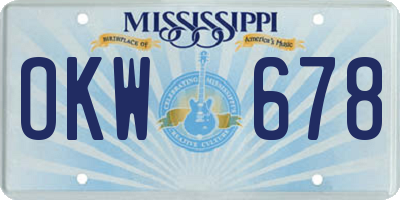 MS license plate OKW678