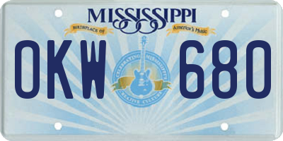 MS license plate OKW680