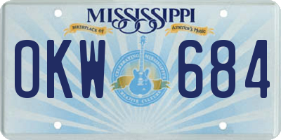 MS license plate OKW684