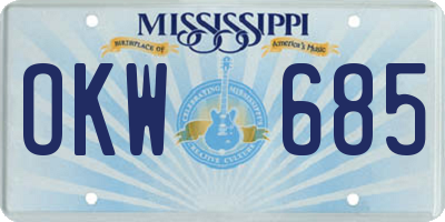 MS license plate OKW685