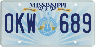 MS license plate OKW689