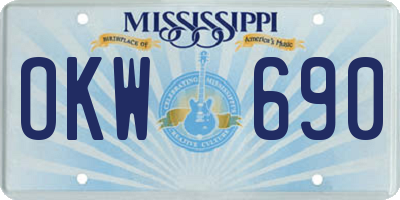 MS license plate OKW690