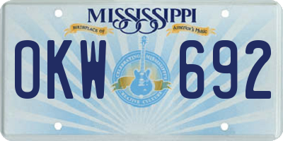 MS license plate OKW692